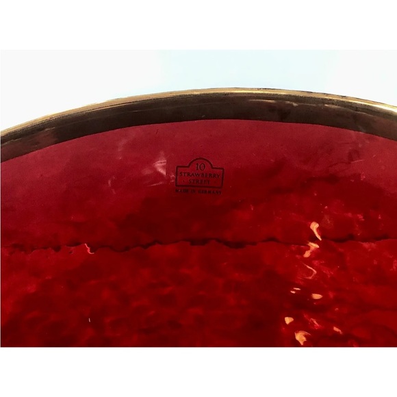 Huge NWT 10 Strawberry St. Red Textured Glass Oversized Serving Bowl w/Gold Trim - Picture 8 of 9